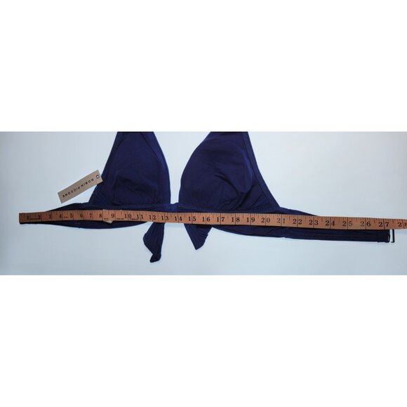 Robin Piccone Bikini Swim Top V-Neck Color Blue Bottom Mid Rise Solid Sz M # 23 - Picture 6 of 9